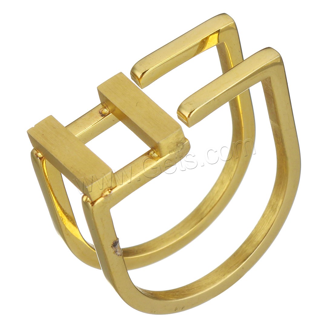 Stainless Steel Cuff Finger Ring, gold color plated, different size for choice & for woman, 10mm, Sold By PC