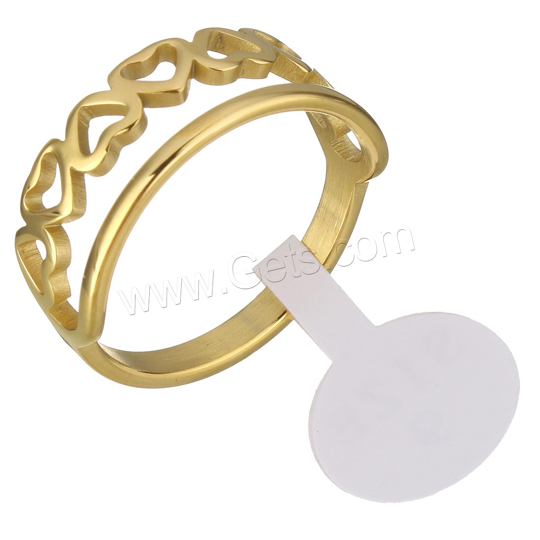 Stainless Steel Finger Ring, gold color plated, different size for choice & for woman, 9mm, Sold By PC