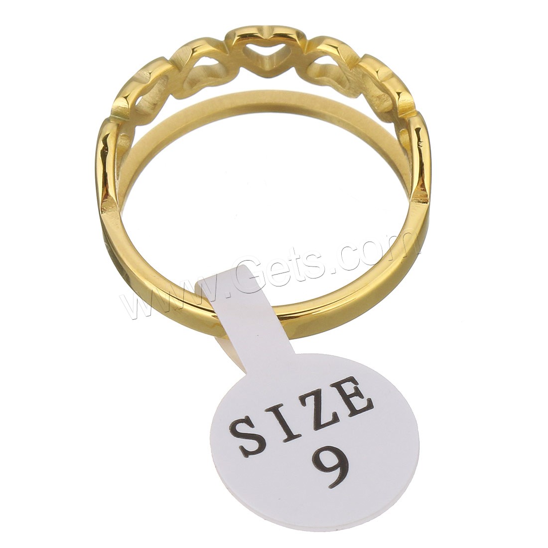 Edelstahl Fingerring, goldfarben plattiert, verschiedene Größen vorhanden & für Frau, 9mm, verkauft von PC