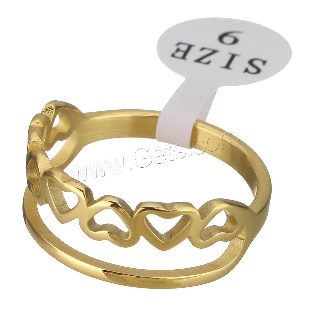 Stainless Steel Finger Ring, gold color plated, different size for choice & for woman, 9mm, Sold By PC
