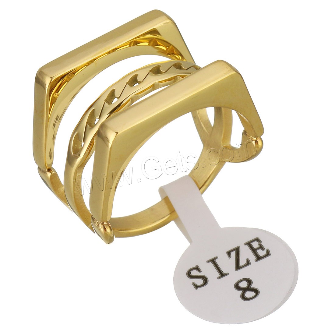 Edelstahl Fingerring, goldfarben plattiert, verschiedene Größen vorhanden & für Frau, 14mm, verkauft von PC