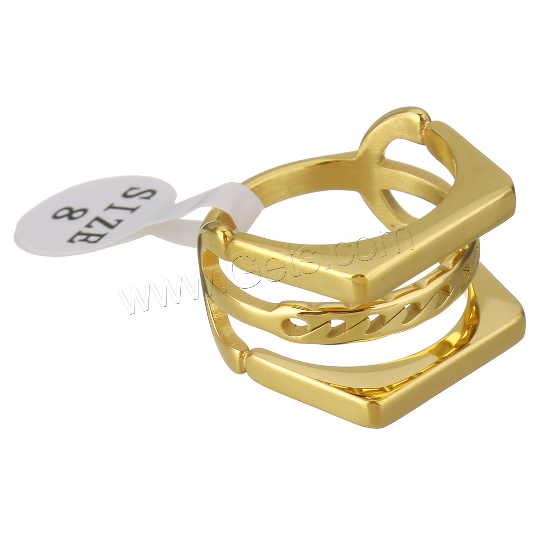 ステンレス指輪, ステンレス, ゴールドメッキ, 異なるサイズの選択 & 女性用, 14mm, 売り手 パソコン