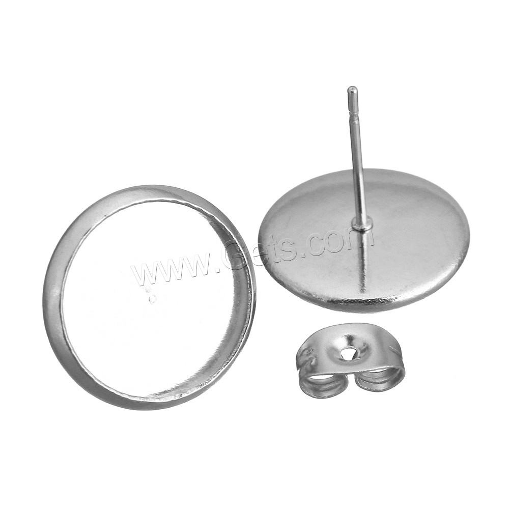 Stainless Steel Earring Stud Component, Flat Round, different size for choice, original color, Sold By PC