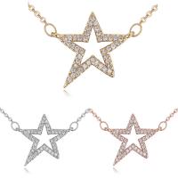 Cubic Zircon Micro Pave Brass Necklace, with 5cm extender chain, Star, plated, oval chain & micro pave cubic zirconia & for woman nickel, lead & cadmium free Approx 15.5 Inch 