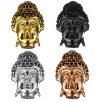 DIY buddhistische Perlen, Messing, Buddha, plattiert, buddhistischer Schmuck & Micro pave Zirkonia, keine, 12.5x18x7mm, Bohrung:ca. 1.5mm, verkauft von PC