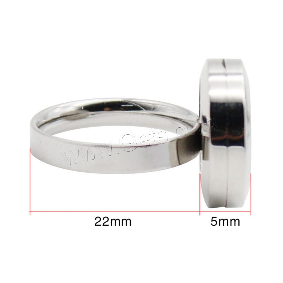 нержавеющая сталь Парфюмерное кольцо Локет, Плоская круглая форма, покрытый платиной, разный размер для выбора & с цветочным узором & Женский & отверстие, 22mm, 5mm, продается PC