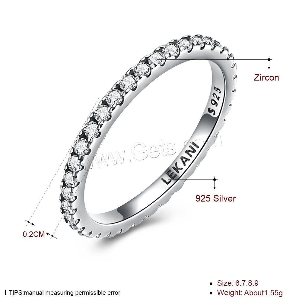 Thailand Sterling Silver, different size for choice & micro pave cubic zirconia & for woman, 2mm, Sold By PC