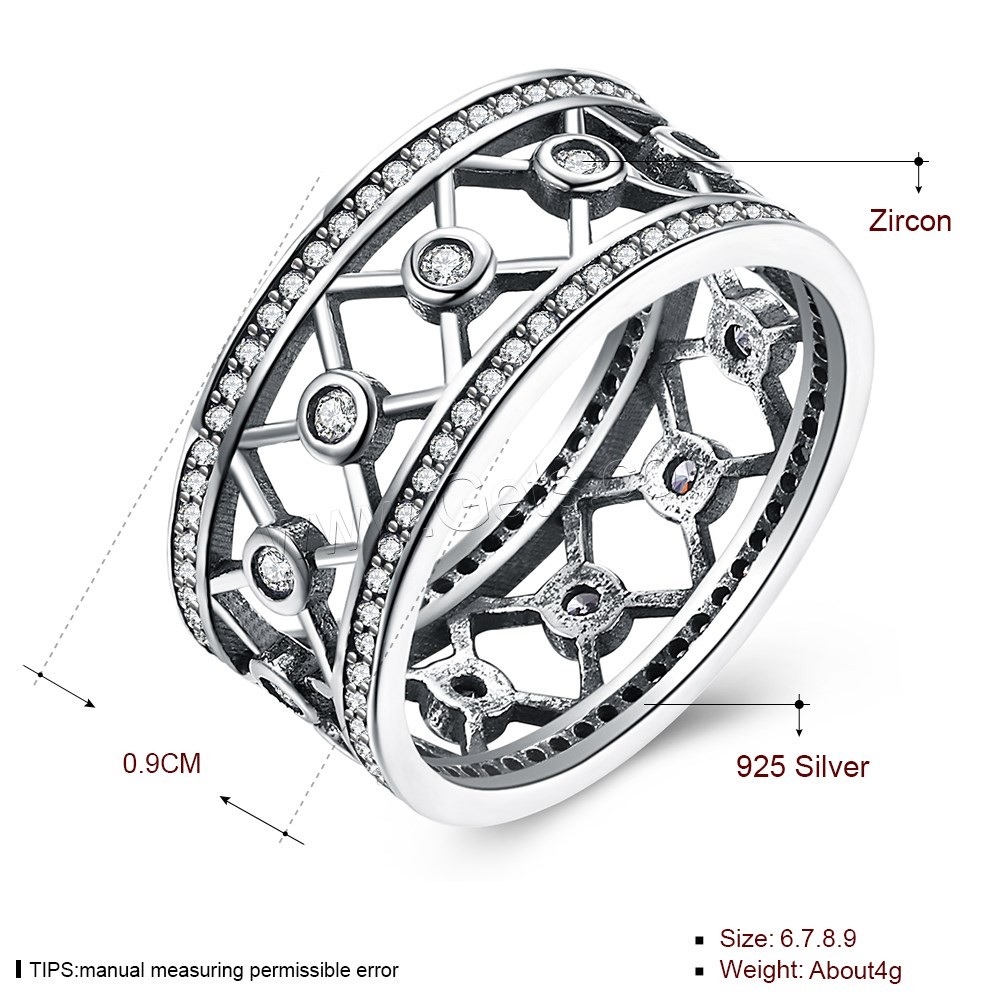Favourer ®-Fingerring, Thailand, verschiedene Größen vorhanden & für Frau & mit kubischem Zirkonia & hohl, 9mm, verkauft von PC