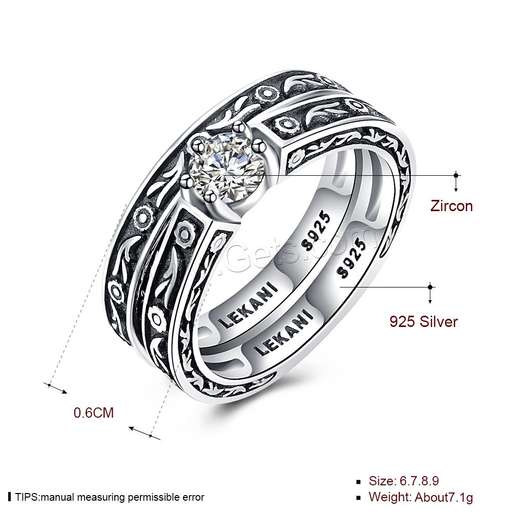 Thailand Sterling Silver, different size for choice & micro pave cubic zirconia & for woman, 6mm, 2PCs/Set, Sold By Set