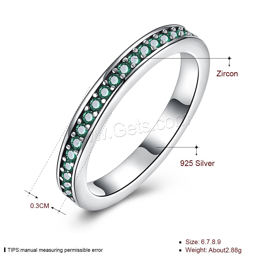 Thailand Sterling Silver, different size for choice & micro pave cubic zirconia & for woman, more colors for choice, 3mm, Sold By PC