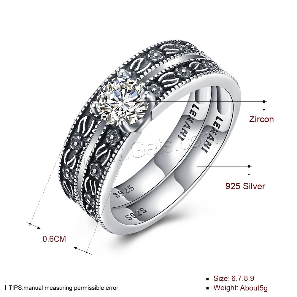 Thailand Sterling Silver, different size for choice & micro pave cubic zirconia & for woman, 6mm, 2PCs/Set, Sold By Set