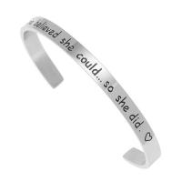 Stainless Steel Cuff Bangle, plated, Unisex & with letter pattern & enamel Inner Approx 62mm 
