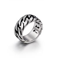 Men Stainless Steel Ring in Bulk, Titanium Steel, polished, chain texture & for man & blacken, original color, 10mm 