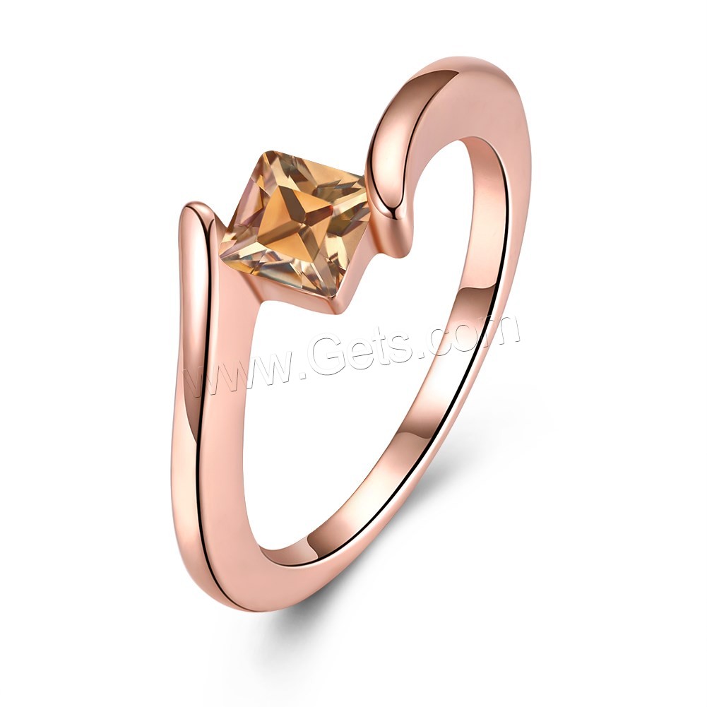 Favourer ® палец кольцо, Латунь, плакированный цветом розового золота, разный размер для выбора & Женский & с кубическим цирконием, 7mm, продается PC