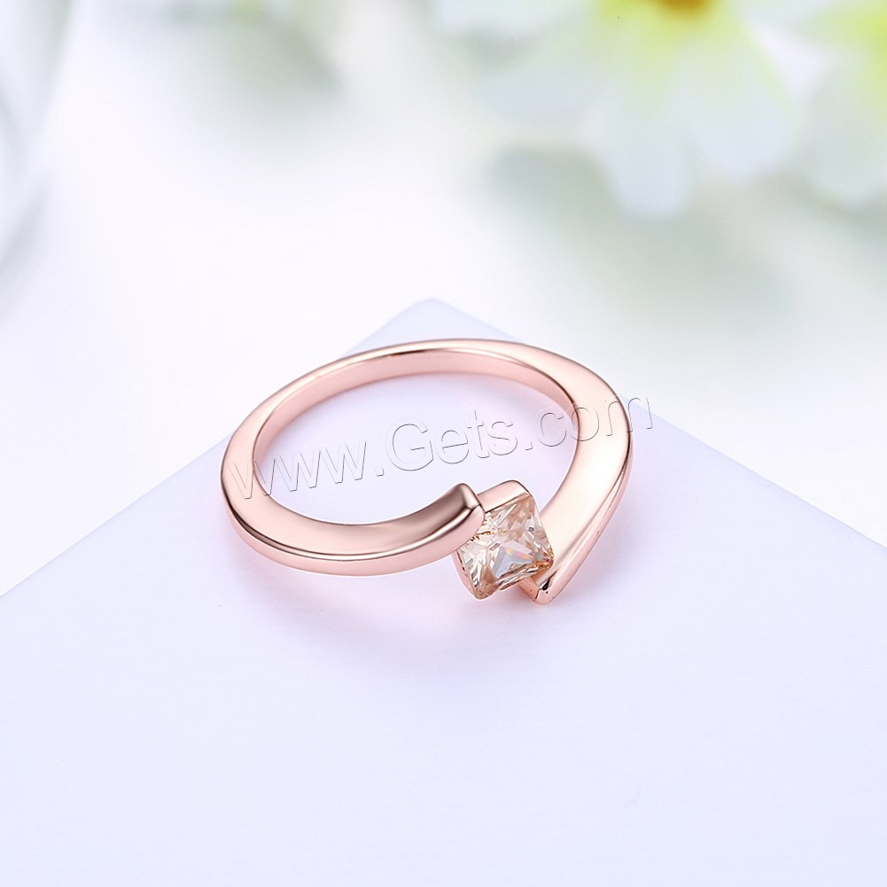 Favourer ® палец кольцо, Латунь, плакированный цветом розового золота, разный размер для выбора & Женский & с кубическим цирконием, 7mm, продается PC