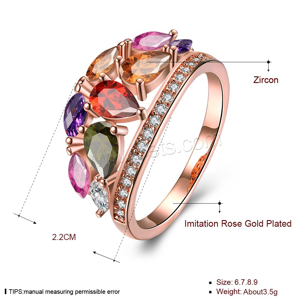Brass, rose gold color plated, different size for choice & for woman & with cubic zirconia, more colors for choice, 22mm, Sold By PC