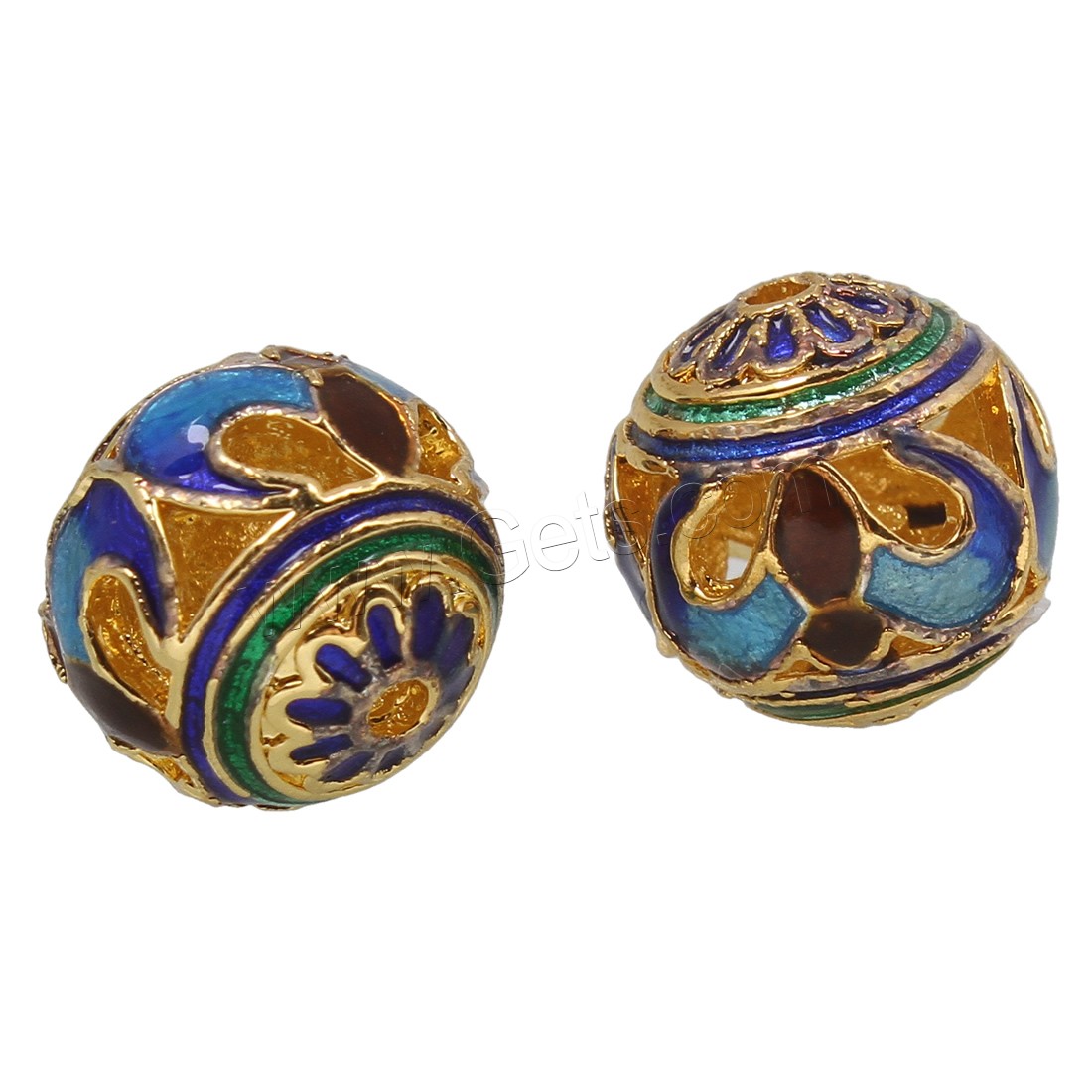 Enamel Brass Beads, Cloisonne, Round, gold color plated, different size for choice & hollow, nickel, lead & cadmium free, Sold By PC