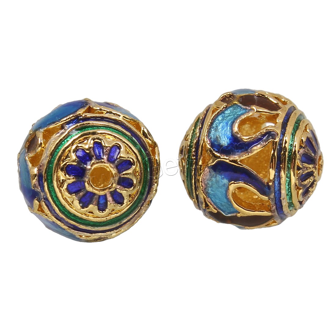 Enamel Brass Beads, Cloisonne, Round, gold color plated, different size for choice & hollow, nickel, lead & cadmium free, Sold By PC