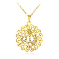 Rhinestone Zinc Alloy Necklace, with 2inch extender chain, Flower, gold color plated, oval chain & for woman & with rhinestone & hollow Approx 15.7 Inch 