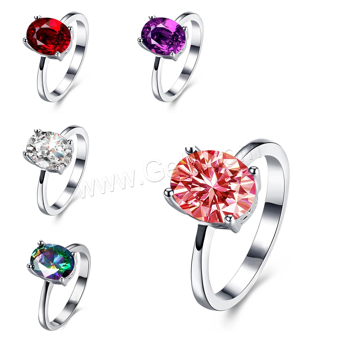 Crystal Zinc Alloy Finger Ring, with Crystal, platinum color plated, different size for choice & for woman & faceted, more colors for choice, 8x11mm, Sold By PC