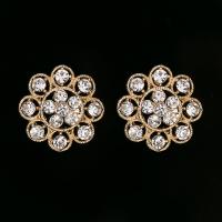 Zinc Alloy Rhinestone Stud Earring, stainless steel post pin, gold color plated, for woman, lead & cadmium free, 10-20mm 