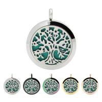 Perfume Locket Pendant, Stainless Steel, plated, tree of life design & with rhinestone & hollow, 30mm Approx 5mm 