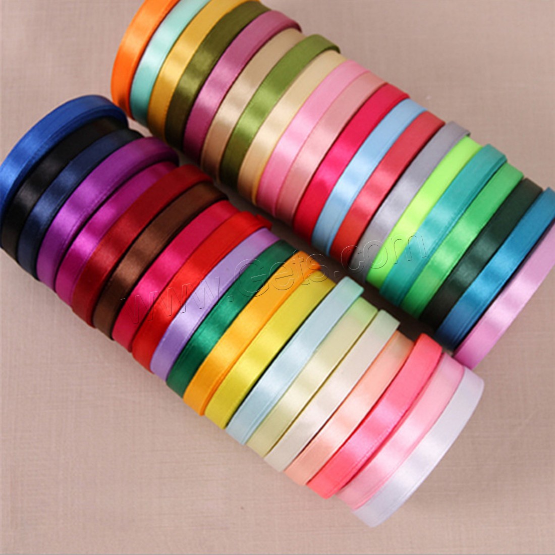Satin Ribbon, different size for choice, Random Color, Length:Approx 23 m, Sold By PC