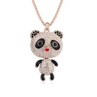 Brass Sweater Chain Necklace, with 5cm extender chain, Bear, real rose gold plated, lantern chain & for woman & with Austria rhinestone & enamel, nickel, lead & cadmium free Approx 31.5 Inch 