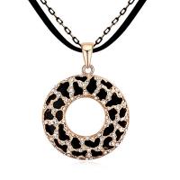 Brass Sweater Chain Necklace, with Velveteen, with 5cm extender chain, Donut, real gold plated, with painted & oval chain & for woman & with Austria rhinestone & enamel & , nickel, lead & cadmium free Approx 29.5 Inch 
