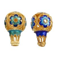 3 Holes Guru Beads, Cloisonne, Hot Balloon, gold color plated & enamel, nickel, lead & cadmium free Approx 1-1.5mm 