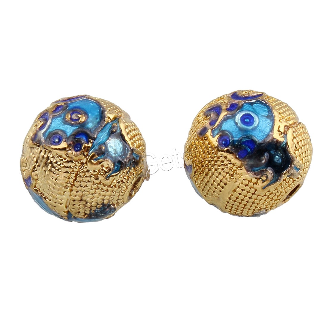 Cloisonne Beads, Round, gold color plated, different size for choice & enamel, nickel, lead & cadmium free, Hole:Approx 1mm, Sold By PC