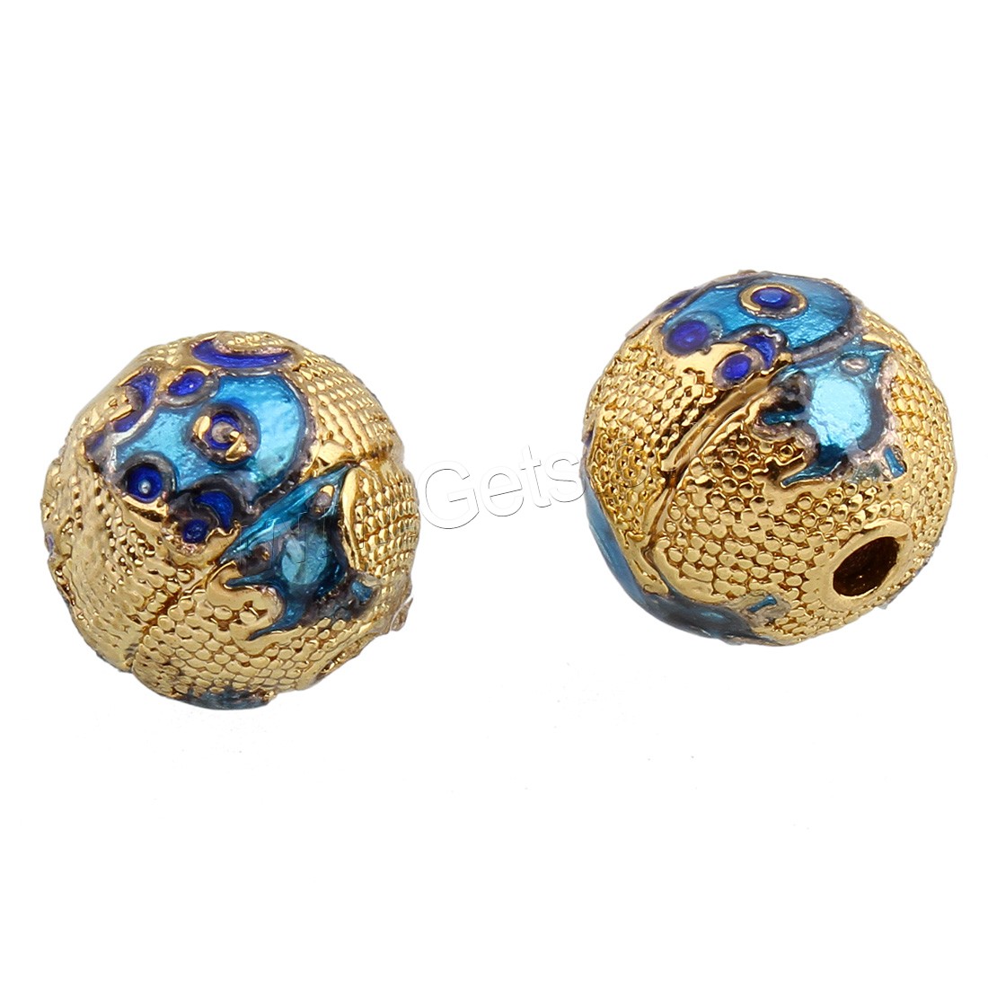 Cloisonne Beads, Round, gold color plated, different size for choice & enamel, nickel, lead & cadmium free, Hole:Approx 1mm, Sold By PC