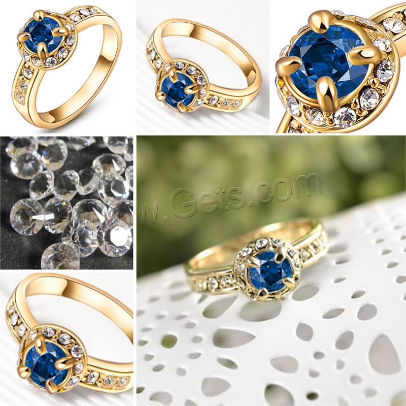 El anillo de dedo Newegg®, aleación de zinc, chapado, diverso tamaño para la opción & para mujer & con diamantes de imitación, más colores para la opción, 9x9mm, Vendido por UD