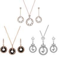Rhinestone Zinc Alloy Jewelry Set, earring & necklace, stainless steel post pin, plated & for woman & enamel & with rhinestone, lead & cadmium free Approx 20 Inch 