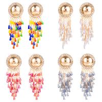 Fashion Tassel Earring, Zinc Alloy, with Acrylic, brass post pin, gold color plated, Bohemian style & for woman & with rhinestone 