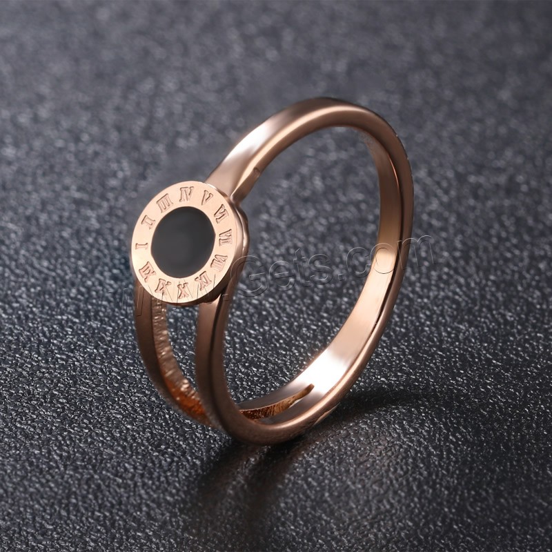 Enamel Stainless Steel Finger Ring, rose gold color plated, for woman, 7mm, 2mm, Sold By PC
