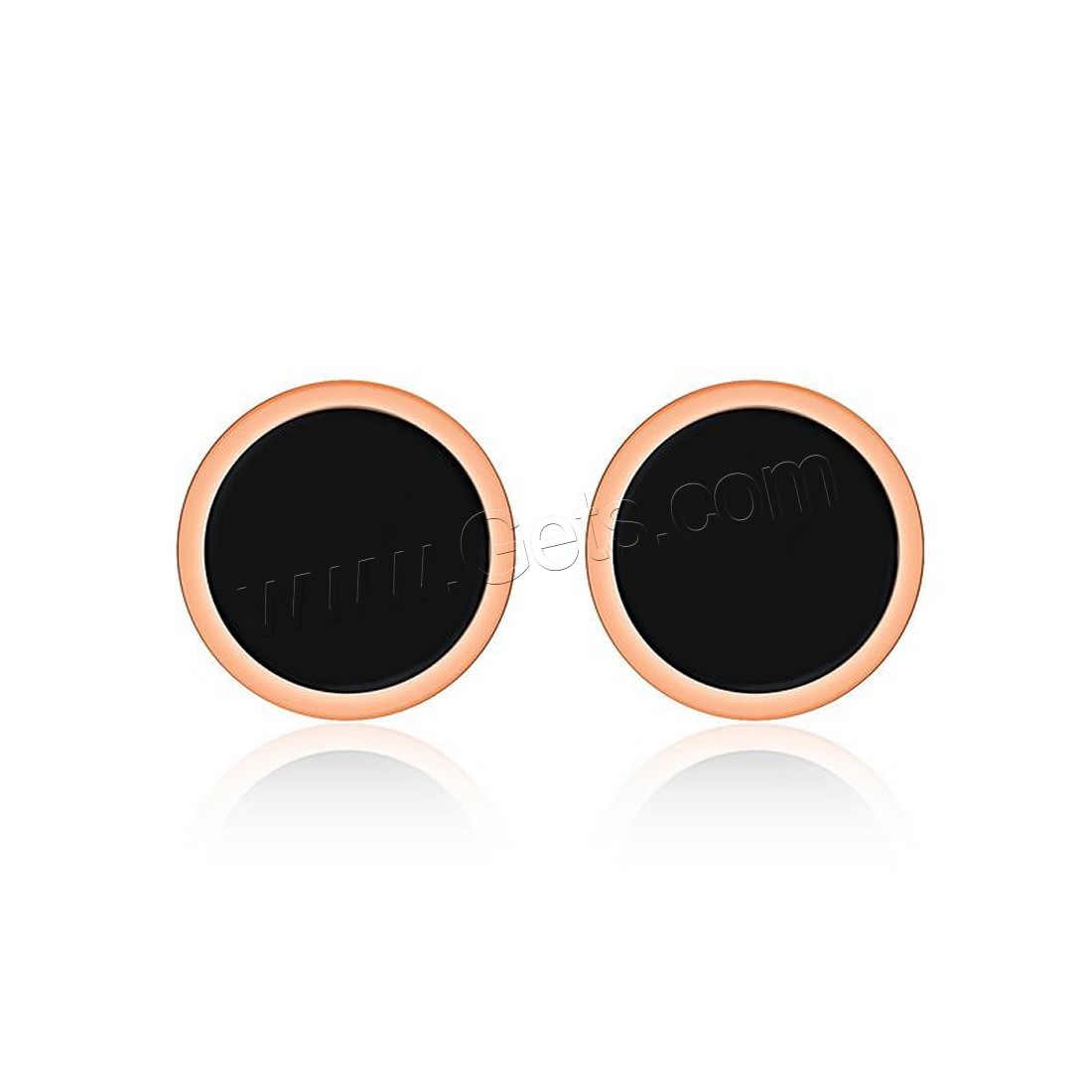 Stainless Steel Stud Earring, with Acrylic, stainless steel post pin, Flat Round, rose gold color plated, different size for choice & for woman, Sold By Pair
