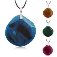 Crackle Agate Necklace, with PU Leather, Unisex Approx 17.5 Inch 
