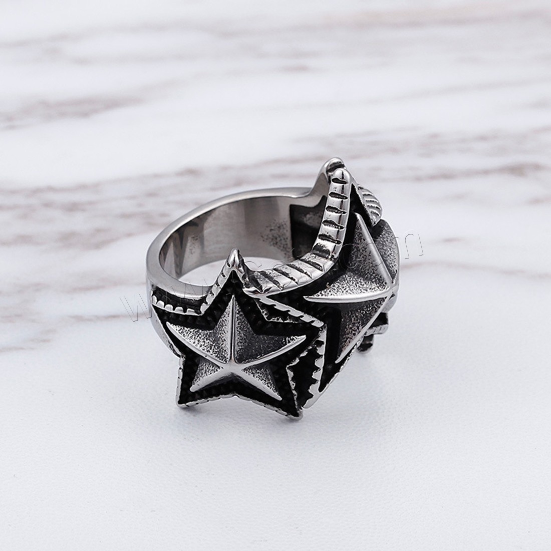 Men Stainless Steel Ring in Bulk, Titanium Steel, Star, different size for choice & for man & blacken, 30x29mm, 6mm, Sold By PC