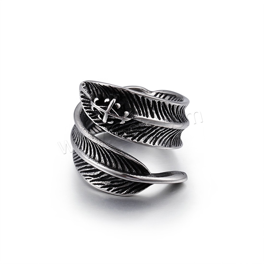 Titanium Steel Finger Ring, Leaf, Unisex & different size for choice & blacken, 11mm, Sold By PC