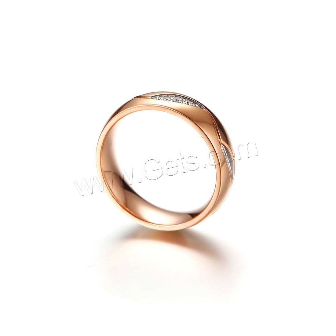 Кубический цирконий кольцо из нержавеющей стали, нержавеющая сталь, плакированный цветом розового золота, разные стили для выбора & инкрустированное микро кубического циркония, 6x2mm, продается PC