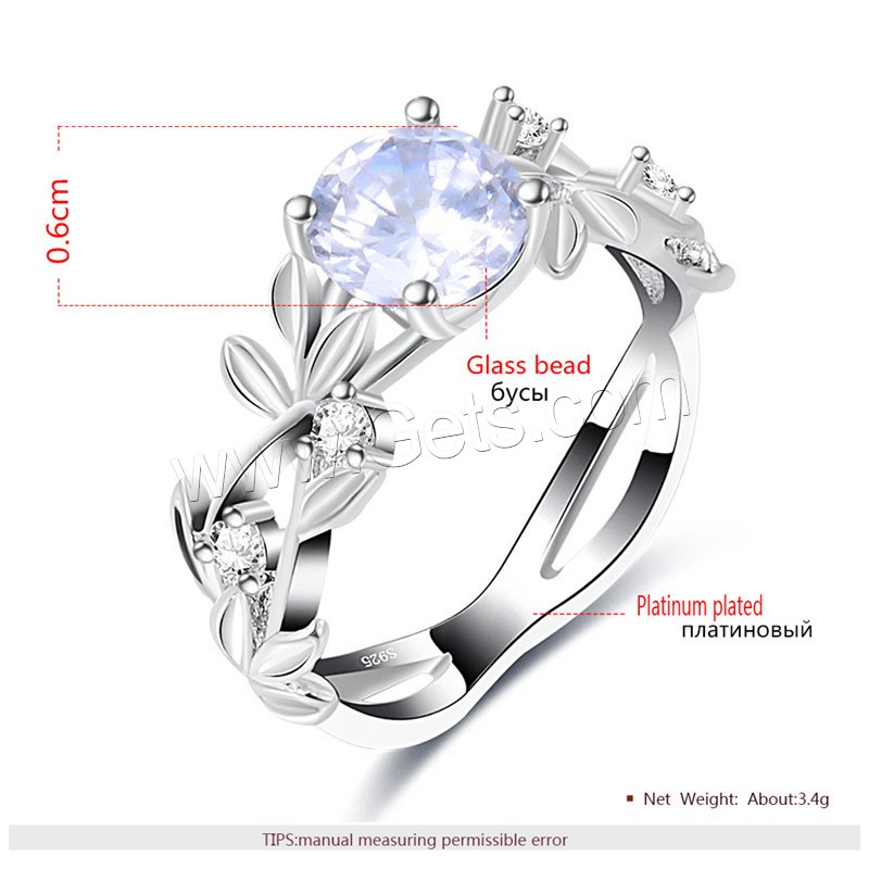 Newegg® Finger Ring, Brass, platinum plated, different size for choice & for woman & with cubic zirconia, 6mm, Sold By PC