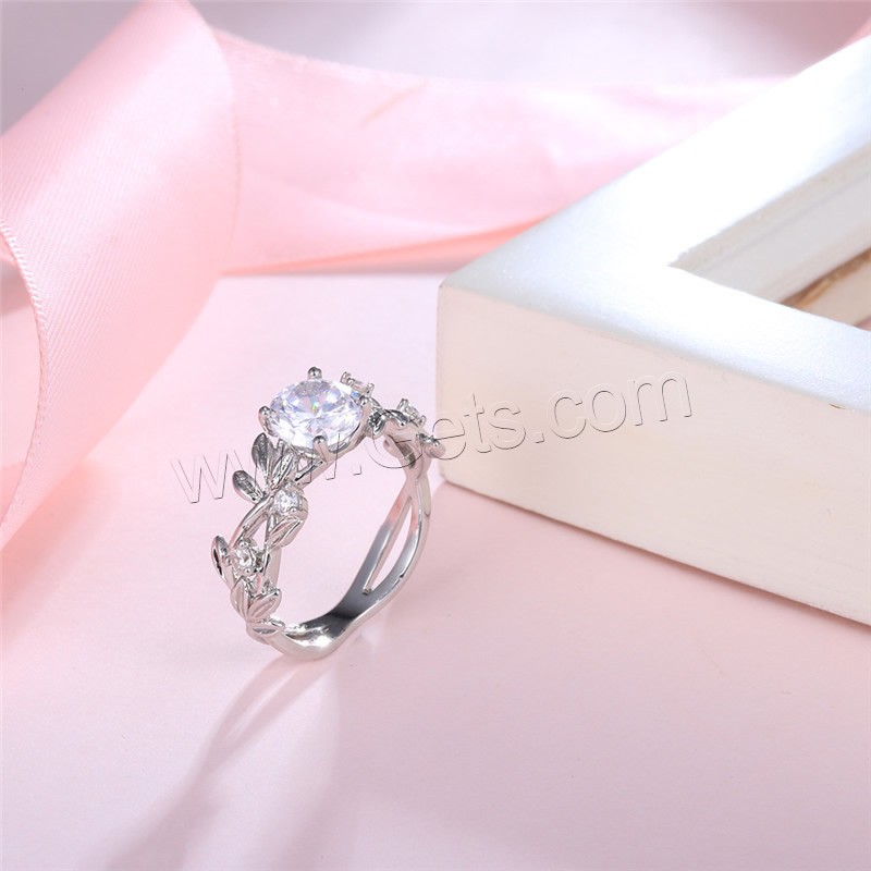 El anillo de dedo Newegg®, metal, chapado en platina real, diverso tamaño para la opción & para mujer & con circonia cúbica, 6mm, Vendido por UD