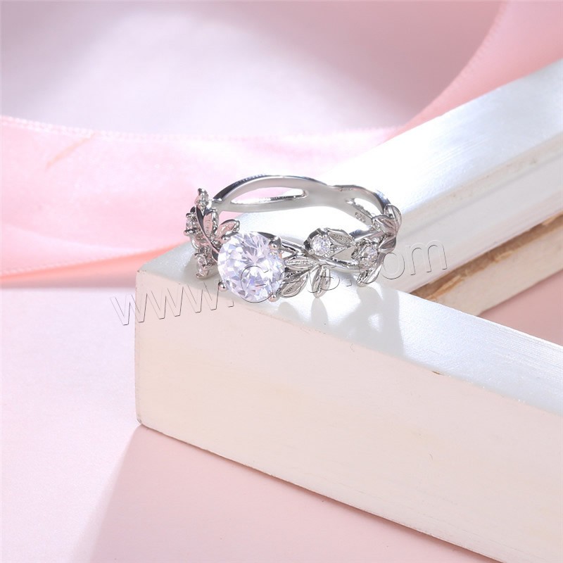 El anillo de dedo Newegg®, metal, chapado en platina real, diverso tamaño para la opción & para mujer & con circonia cúbica, 6mm, Vendido por UD