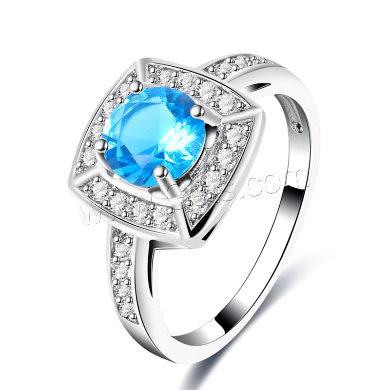 El anillo de dedo Newegg®, metal, Cuadrado, chapado en platina real, diverso tamaño para la opción & micro arcilla de zirconia cúbica & para mujer, 7mm, 12mm, Vendido por UD