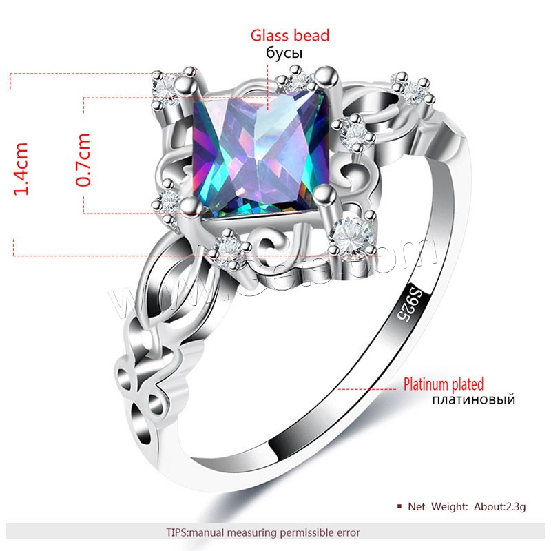 El anillo de dedo Newegg®, metal, Rombo, chapado en platina real, diverso tamaño para la opción & para mujer & con circonia cúbica, 7mm, 14mm, Vendido por UD