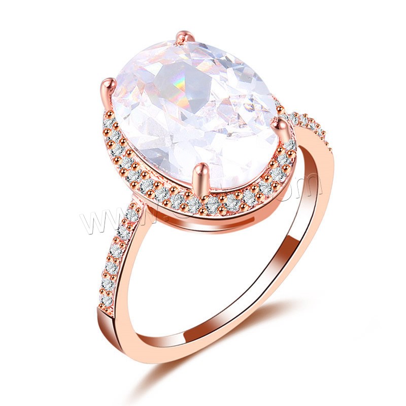 El anillo de dedo Newegg®, metal, Redondo Aplanado, chapado en oro de rosa real, diverso tamaño para la opción & para mujer & con circonia cúbica, 15mm, Vendido por UD