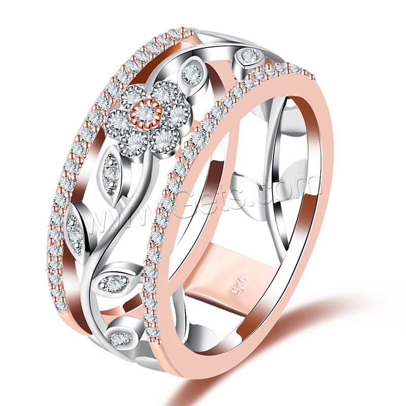Newegg® Finger-Ring, Messing, plattiert, verschiedene Größen vorhanden & Micro pave Zirkonia & für Frau & zweifarbig & hohl, 9mm, verkauft von PC