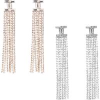 Fashion Fringe Earrings, Zinklegierung, mit Kristall, Messing Stecker, plattiert, Bohemian-Stil & für Frau & mit Strass, keine, 19x95mm, verkauft von Paar