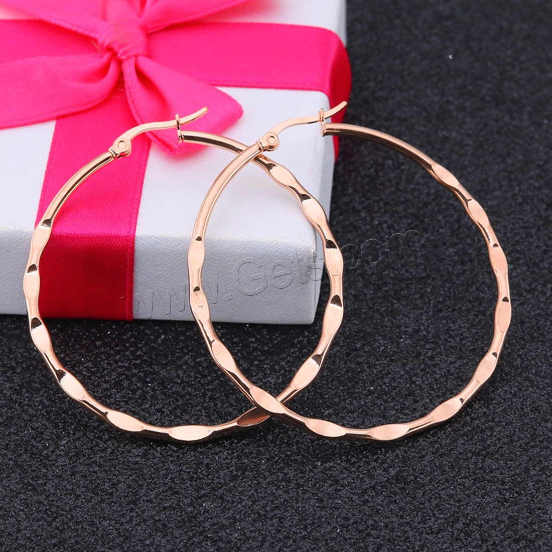 Titanium Steel Hoop Earring, plated, hypo allergic & for woman, more colors for choice, 25mm, Sold By Pair